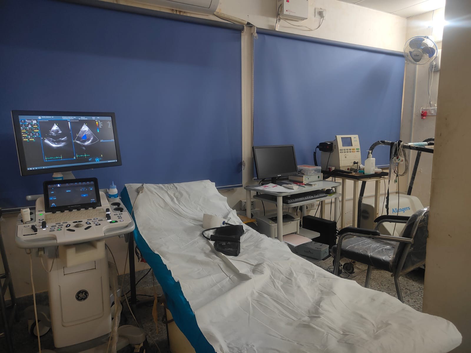 Combined cardiac diagnostic room at Spandan Heart and Medicare Clinic